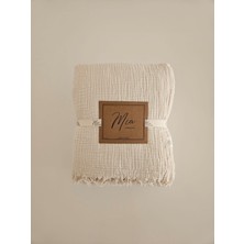 Mia Mina Home & Baby 4 Kat Müslin %100 Pamuk Tek Kişilik Bej - Ekru 175 x 240 cm Saçaklı Yatak Örtüsü - Pike