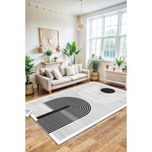 Makinede Yıkanabilir Kaymaz Taban Leke Tutmaz Gri Salon Halısı Mutfak Halısı ve Yolluk