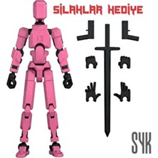 SYK Design Robot 13 Dummy Pembe Siyah Hareketli Eklemleri Oynar Aksiyon Figürü Oyuncak Hediyelik