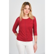 Sistas Kadın Omuz ve Kolları Tül Detaylı Beli Lastikli Truvakar Kol Bluz 23321 Bordo