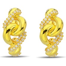 18K Altın Kaplamalı 925 Ayar Gümüş Küpe - 12111508