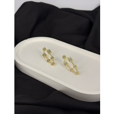 Gold Detay Melis Goral Zirkon Taşlı Marka Model Küpe