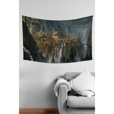 Yüzüklerin Efendisi Rivendell Ayrıkvadi Desenli Duvar Örtüsü Duvar Halısı Tapestry Süet Dokulu Kumaş