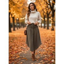 Kadın Asimetrik Kesim Iç Göstermeyen Etek