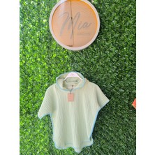 Mia Mina Home & Baby 4 Kat Müslin Kapüşonlu Çoban Dikişli Çocuk Panço Yeşil Renk 5-6 Yaş