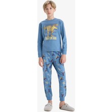 DeFacto Pijama Takımı Dinozor Baskılı Uzun Kollu Üst Uzun Alt Erkek Çocuk F1891A825AU