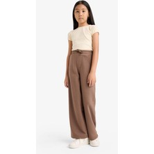 DeFacto Kız Çocuk Geniş Paça Eşofman Altı Beli Lastikli Polyester-Pamuk Kahve-BN534 Model D0743A825AU