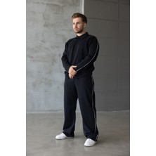 Erkek Oversize Alt-Üst Şeritli Baggy Eşofman Takımı