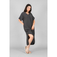 Müslin Kadın V Yaka Pileli Elbise