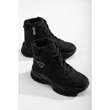 Fermuarlı Çocuk Kar Botu Siyah Siyah