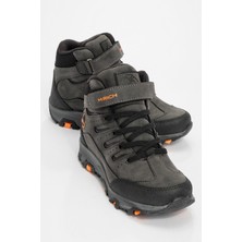 Kaydırmaz Cırtlı Çocuk Trekking Bot Füme Siyah