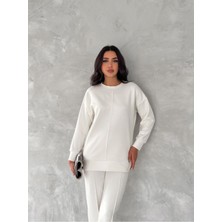Ters Dikiş Detaylı Modal Kumaş Geniş Paça Eşofman Takım