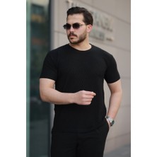 Erkek Kısa Kollu Baklava Desenli T-Shirt