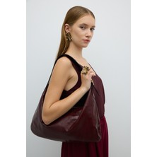 %100 Deri Toka Detaylı Çanta Bordo K2681202_008