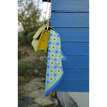 Pitikare Desenli Bandana Mavi-Sarı