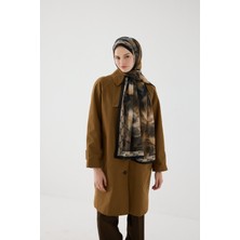 Camellia Scarfs Larissa Ipek Krep Şal - Siyah Bej