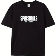 Baskılı Oversize Bisiklet Yaka T-Shirt - Siyah