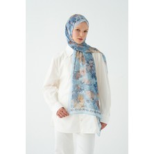 Camellia Scarfs Floransa Ipek Krep Şal - Bebe Mavisi