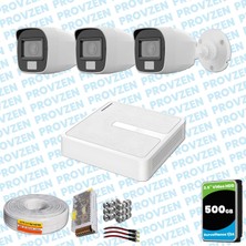 Provzen Hilook 3 Kameralı Full Hd Colorvu Mikrofonlu Güvenlik Kamerası Olay Anında Bildirim