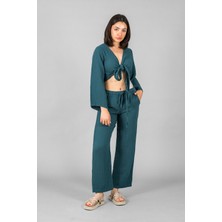 Müslin Kadın Bağlama Detaylı Crop