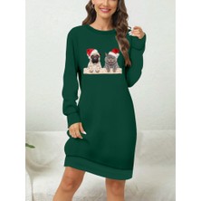 Kadın Uzun Kollu Bisiklet Yaka Desenli Viskon Iki Iplik Bluz