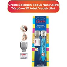 Güzellik Deposu Credo Solingen Topuk Nasır Jileti Törpü ve 10 Adet Yedek Jilet Mavi Renkli Profesyonel Kullanım İçin