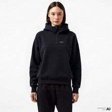 Converse Kadın Siyah Yarım Fermuarlı Sweatshirt.001