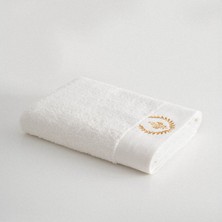Ecocotton Aslışah Banyo Havlusu  Organik Pamuk Nakışlı Krem 80X150 cm