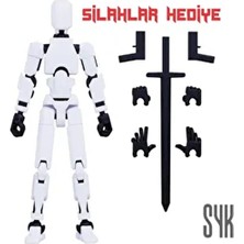 SYK Design Robot 13 Dummy Beyaz Siyah Hareketli Eklemleri Olan Aksiyon Figürü Oyuncak Hediyelik
