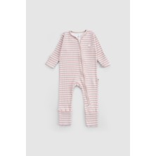 Kendinden Eldivenli ve Patikli Kaşkorse Modal Pembe Fermuarlu Tulum