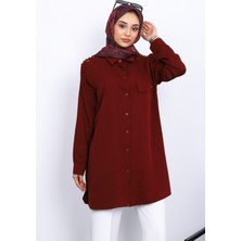 Bordo Omuzları Incili Tunik