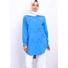 Mavi Önü Fiyonklu Tunik