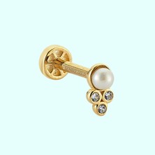 Sembol Gold Altın İnci Tragus Piercing 14 Ayar