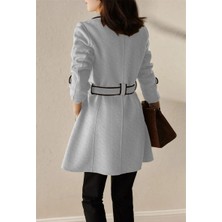 Tasarım Kaşe Kadın Şık Yaka Kaban ve Kemer