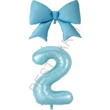 Best Parti Mavi Renk Fiyonk Rakam Folyo Balon Seti Yaş 2