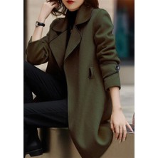 Rahat Kaşe Kadın Şık Yaka Kaban ve Kemer