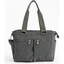 Kadın Büyük Boy Bölmeli Çanta Koyu Gri