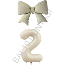 Krem Renk Fiyonk Rakam Folyo Balon Seti Yaş 2