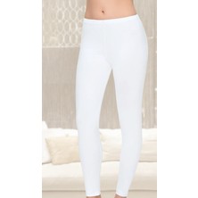 Kadın Beyaz Modal Elastan Uzun Tayt