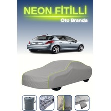 Cemku Gri [peugeot 207 5 Kapılı 2006 - 2009] Uyumlu Neon Fitilli Araba Brandası, Su ve Toz Geçirmez