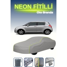 Cemku Gri [suzuki Swift 5 Kapılı 2005 - 2009] Uyumlu Neon Fitilli Araba Brandası, Su ve Toz Geçirmez