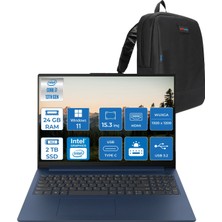 Lenovo Ideapad Slim 3 15IRH10 Intel Core I7 13620H 24GB 1tb SSD + 1tb SSD Windows 11 Home 15.3" Wuxga (1920X1200) IPS 300NITS Taşınabilir Bilgisayar 83K10061TRH08 + Zetta Çanta