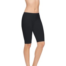 Kadın Siyah Likralı Modal Diz Üstü Spor  Tayt