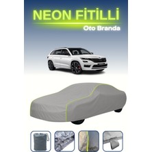 Cemku Gri [skoda Kodiaq Rs 2018 - 2021] Uyumlu Neon Fitilli Araba Brandası, Su ve Toz Geçirmez