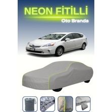 Cemku Gri [toyota Prius V/prius+ 2015 - 2021] Uyumlu Neon Fitilli Araba Brandası, Su ve Toz Geçirmez