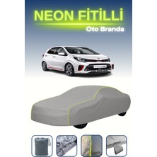 Cemku Gri [kia Picanto 5 Kapılı 2017 - 2021] Uyumlu Neon Fitilli Araba Brandası, Su ve Toz Geçirmez