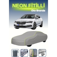 Cemku Gri [skoda Superb] Uyumlu Neon Fitilli Araba Brandası, Su ve Toz Geçirmez