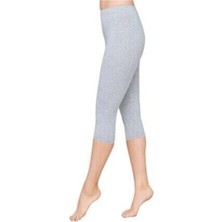 Kadın Siyah Penye Elastan Düz Desensiz Yüksek Bel Dizaltı Kapri Tayt