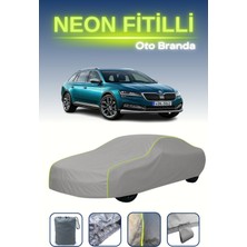 Cemku Gri [skoda Superb 4 Combi] Uyumlu Neon Fitilli Araba Brandası, Su ve Toz Geçirmez