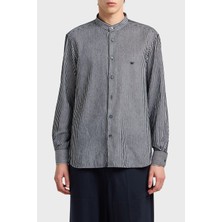 Emporio Armani Çizgili Pamuklu Regular Fit Hakim Yaka Gömlek Erkek Gömlek EM003810 AF19840 MB378